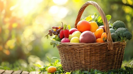 Fresh Fruit and Vegetables in a Basket