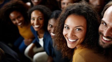 Fototapeta premium Diverse group of happy people bonding together 