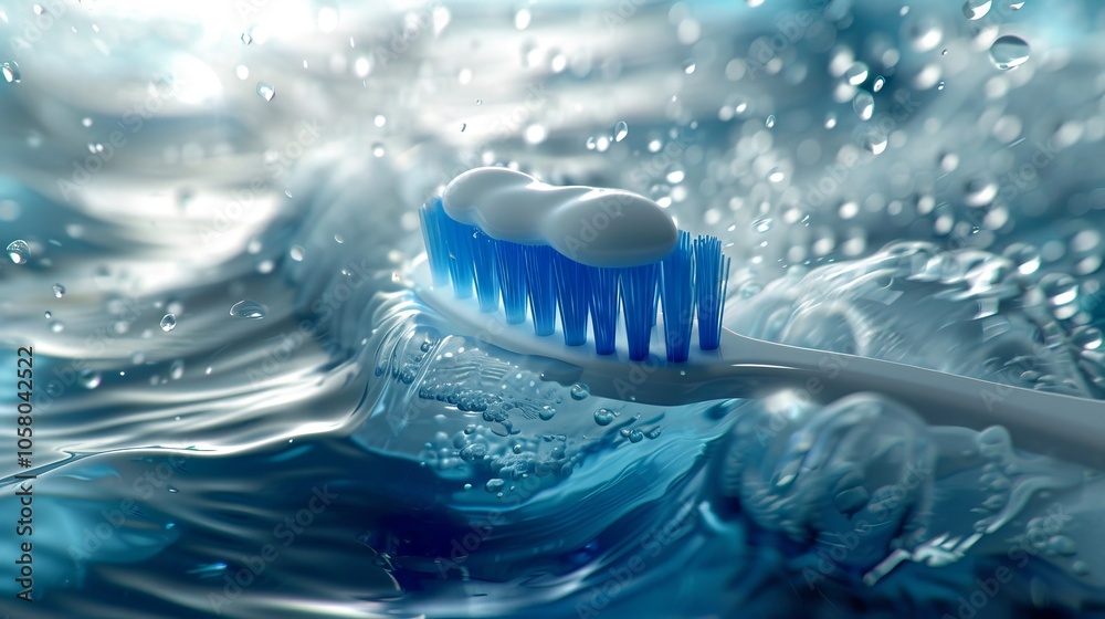 Wall mural close up illustration of a toothbrush with toothpaste on a clean white background