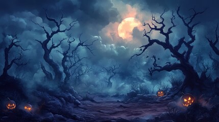 Spooky Halloween Night in a Haunted Forest