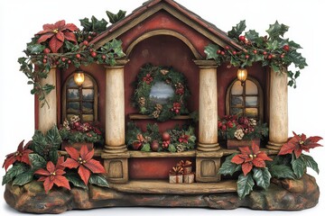 Fototapeta premium Heart shaped ornaments hanging with a soft bokeh light background embodying the warmth and glow of the holiday season with a romantic and festive ambiance