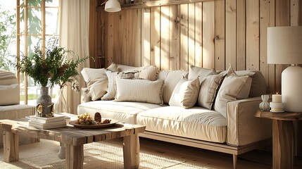 Fototapeta premium Modern Interior of Stylish Living Room ,Wall Mock Up, Frame , Poster with Beautiful Background, 3d render