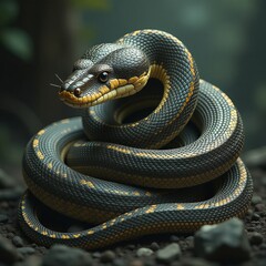 Fototapeta premium snake on green background