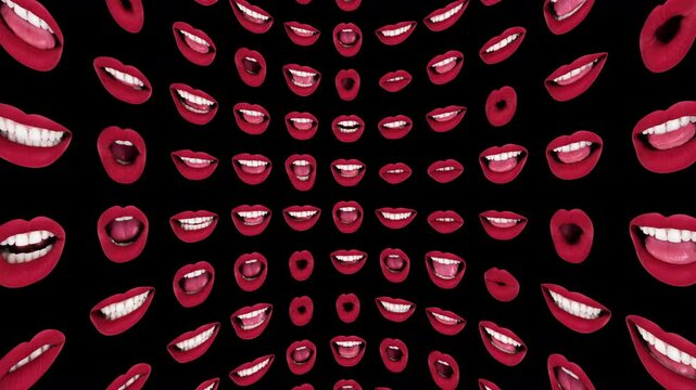 changing lips made into television screen wall pattern