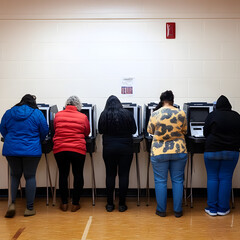 People casting their vote for the presidential election in a voting center 