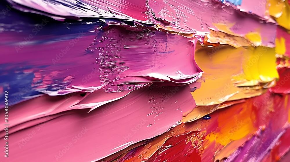 Poster vibrant abstract palette knife painting with colorful textured acrylic strokes : generative ai