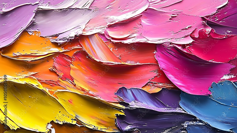 Poster Colorful Textured Abstract Art with Thick Layers of Acrylic Paint Creating a Dynamic Visual Impact : Generative AI