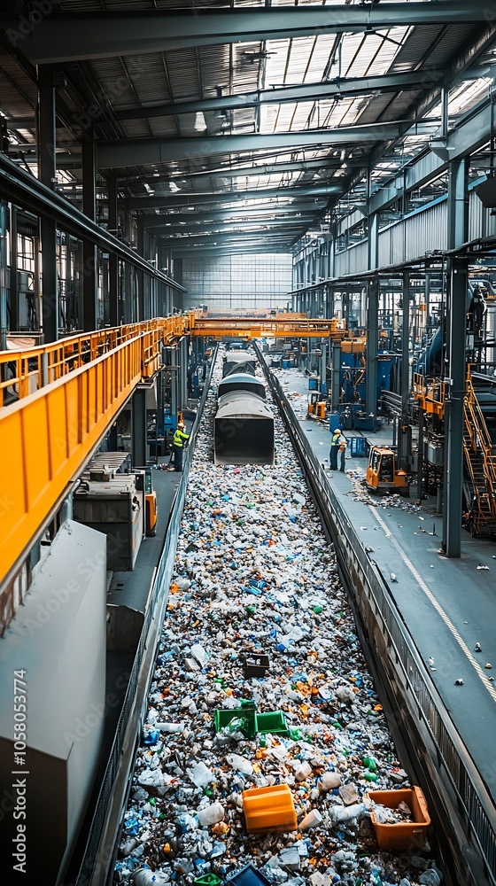Aufkleber efficient waste management process in high-tech recycling facility : generative ai