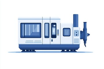 CNC machine illustration on a white isolated background, showcasing modern technology and precision engineering.