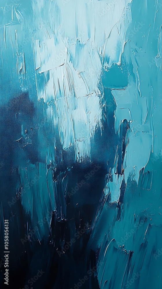Poster deep blue abstract oil painting with contrast and layered textures : generative ai