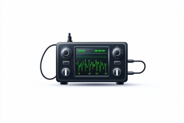 Vintage radio receiver on a white isolated background.