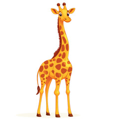 Cartoon giraffe, playful illustration, white isolate background