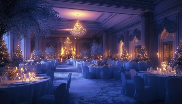 Attending a winter gala with glowing AR event details, elegant indoor setting, soft warm lighting, photorealistic