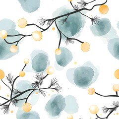 Soft Watercolor Christmas Tree Branches Pattern