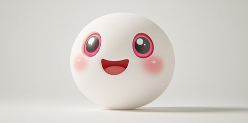 A happy cartoon character with big eyes, a wide smile, and rosy cheeks. generative ai