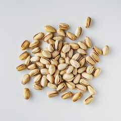 Fresh Pistachios: Nutritious Green Nuts on a White Background