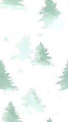 Minimalist Watercolor Fir Trees in Soft Snowy Scene
