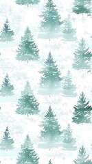 Obraz premium Minimalist Watercolor Fir Trees with Soft Snow Background