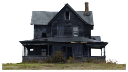 PNG Haunted black house architecture building outdoors.