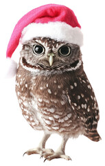 Naklejka premium PNG Owl wearing santa claus hat christmas animal bird.