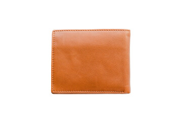 Classic brown men's leather wallet isolated on a white background.