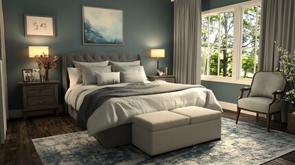 Obraz premium Cozy Modern Living Room with Neutral Tones, Stylish Decor, and Elegant Architecture- generative ai