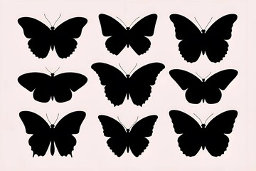 Stylish Black Butterfly Silhouettes in Vector Design