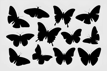 Fototapeta premium Artistic Set of Butterfly Silhouettes in Vector Format