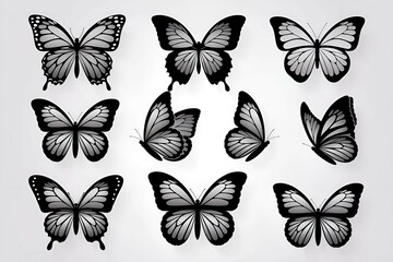 Butterfly Vector Silhouette Set with Clean Design Elements