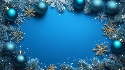 blue Christmas ornament WITH copy space in the center