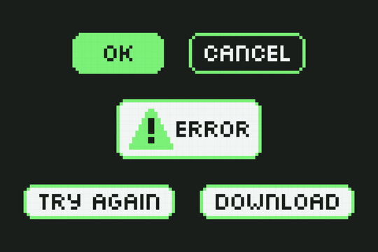Pixel Art Retro User Interface Buttons Y2k Set.