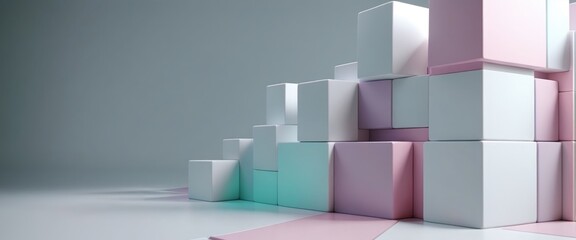 Fototapeta premium Pastel cubes in abstract geometric composition with soft lighting