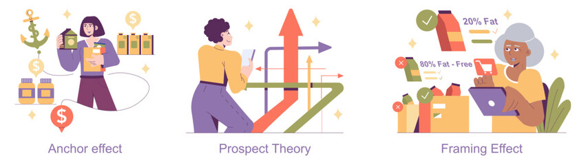 Behavioral Economics. Flat Vector Illustration