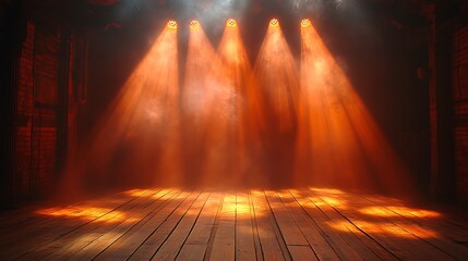 Warmly lit theater scene with smoky haze enhancing mysterious ambiance picture
