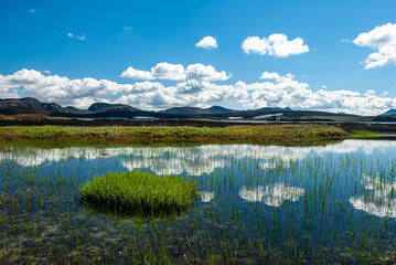 Beautiful Icelandic landscape in highland Iceland, at summer.