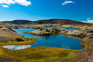 Beautiful Icelandic landscape in highland Iceland, at summer.