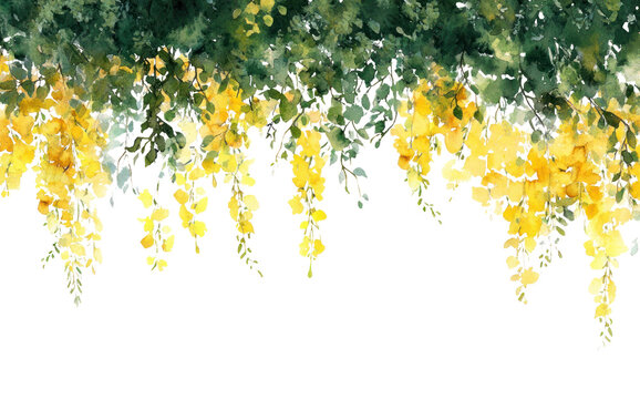 PNG Hanging lydian broom flowers watercolor painting blossoms.