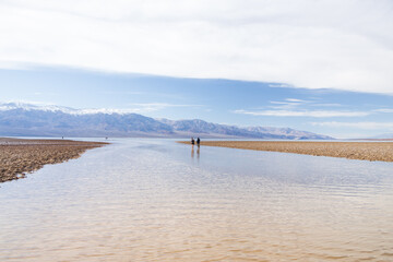 Lake Manly and salt flats at Badwater Basin in Death Valley National Park, California