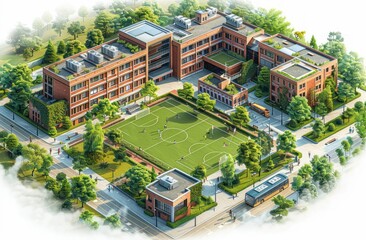 Aerial View of a Modern School Campus