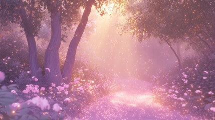 A gentle, flowing background with pastel tones and glowing sparkles, inspired by magical fairy-tale settings