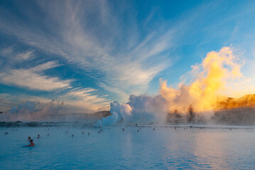 Hot swimming lagoon in the blue lagoon in Reykjanes, Iceland © PálmiG