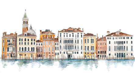 Fototapeta premium PNG Venice city buildings architecture water illustration.