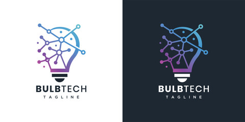 Light bulb technology logo design template. Digital technology bulb logo design inspiration	