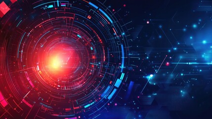 High-tech futuristic background with bright neon lines and abstract forms, perfect for digital technology themes