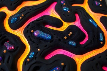 Obraz premium Rubbery Sponge Surface with Neon Vein Glow