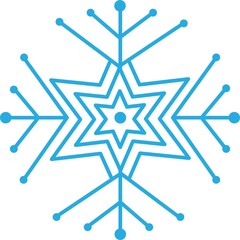 Snowflake winter clip art design on plain white transparent isolated background for card, shirt, hoodie, sweatshirt, apparel, card, tag, mug, icon, poster or badge