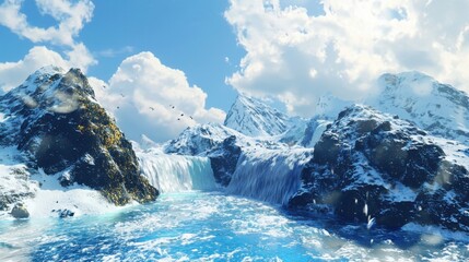 Alpine Serenity: 4K Ultra Clear Snow-Capped Mountain Landscape