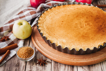 Traditional Apple Pie Charlotte: Delicious and Homemade on a Rustic Wooden Table