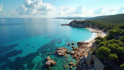 Fototapeta premium Escape to Paradise A serene beach cove awaits