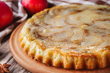 Traditional Apple Pie Charlotte: Delicious and Homemade on a Rustic Wooden Table